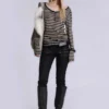Transparentes Henley-Oberteil in „Stripe“