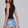 Transparentes Henley-Tanktop in Schwarz