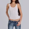 Transparentes Henley-Top in Weiß