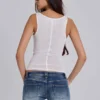 Transparentes Henley-Top in Weiß