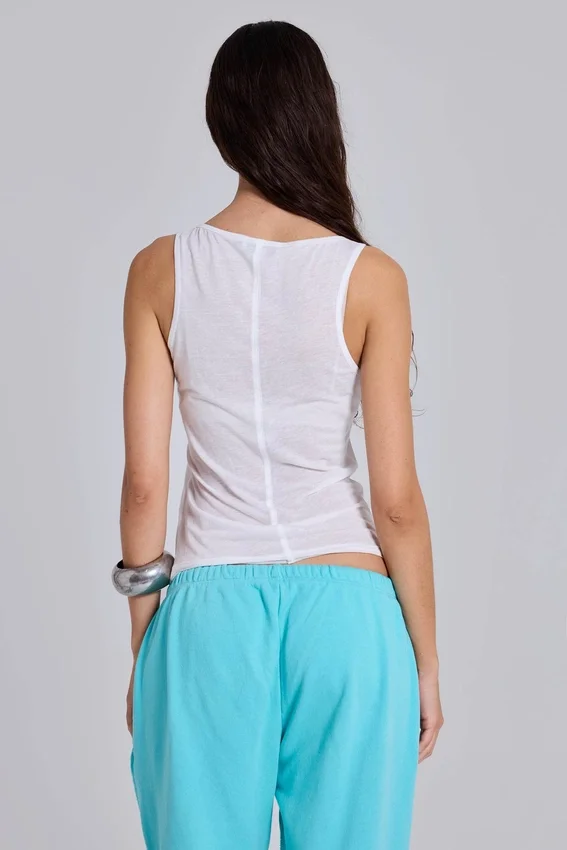 Transparentes Henley-Top in Weiß