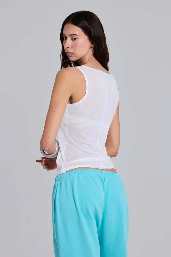 Transparentes Henley-Top in Weiß