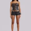 Vaca Whipstitch Mini-Shorts aus Kunstleder in Schwarz