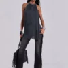 Vadra rückenfreies Minikleid mit Fransen