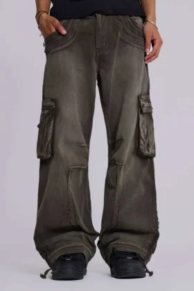 Verwaschene khakifarbene Trooper-Cargohose