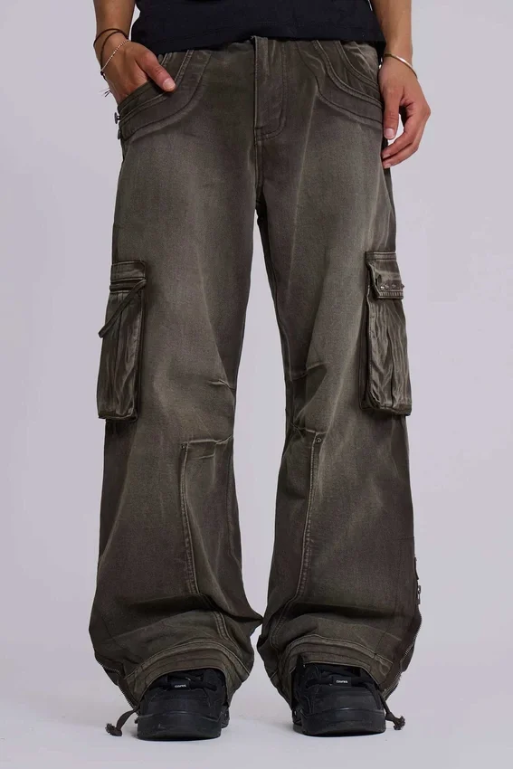 Verwaschene khakifarbene Trooper-Cargohose