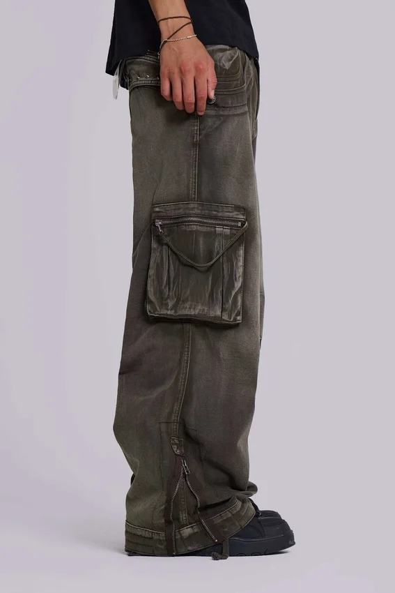Verwaschene khakifarbene Trooper-Cargohose
