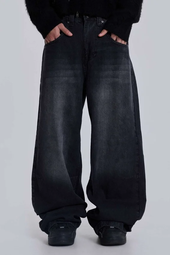 Verwaschene schwarze Colossus Jeans