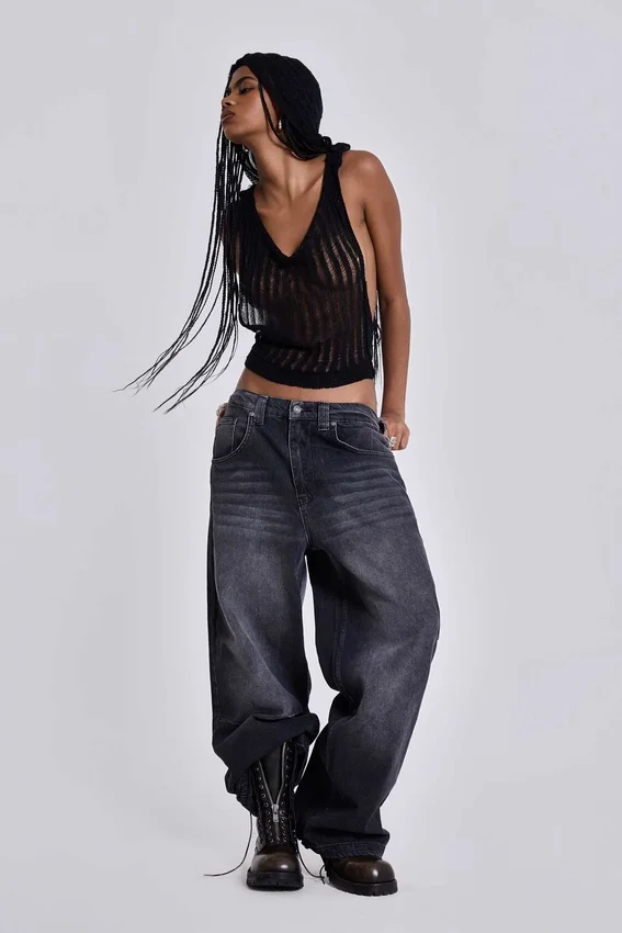 Verwaschene schwarze Colossus Jeans