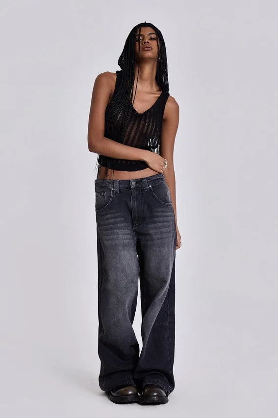 Verwaschene schwarze Colossus Jeans