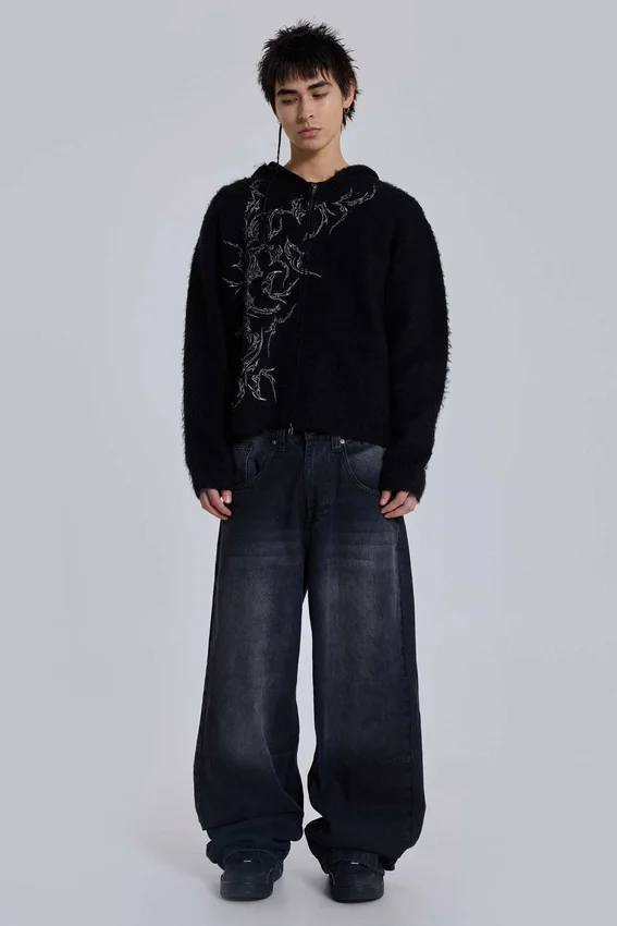 Verwaschene schwarze Colossus Jeans