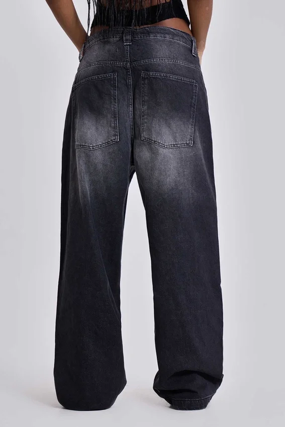 Verwaschene schwarze Colossus Jeans