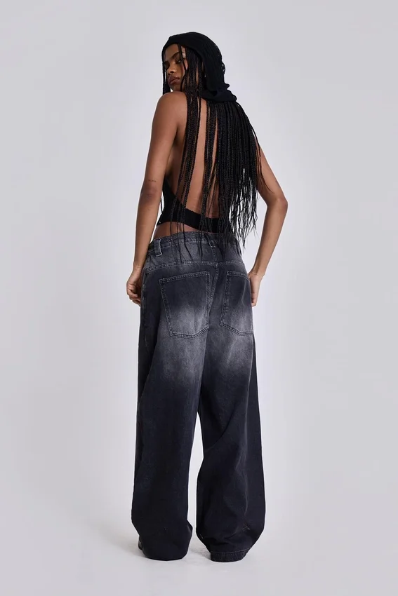 Verwaschene schwarze Colossus Jeans