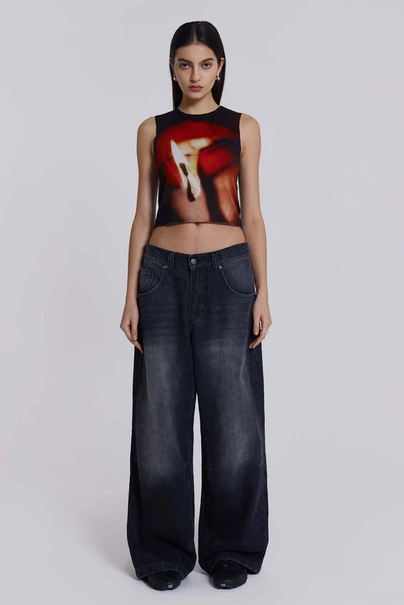 Verwaschene schwarze Colossus Jeans