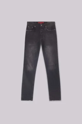 Verwaschene schwarze Drain-Jeans