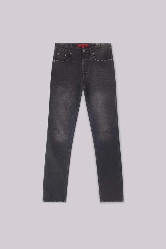 Verwaschene schwarze Drain-Jeans