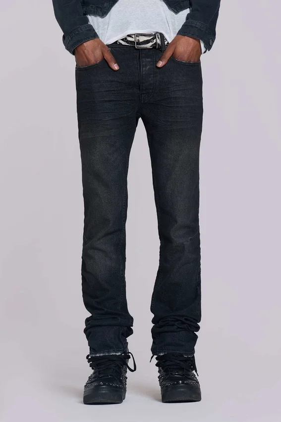Verwaschene schwarze Drain-Jeans