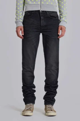 Verwaschene schwarze Drain-Jeans