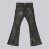 Verwaschene schwarze PU-Drift-Bootcut-Jeans