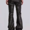 Verwaschene schwarze PU-Drift-Bootcut-Jeans