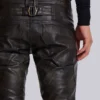 Verwaschene schwarze PU-Drift-Bootcut-Jeans