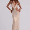Vida rückenfreies Maxikleid in Gold
