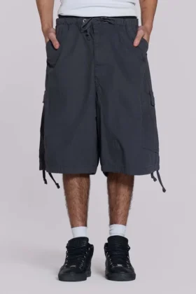 Vintage Grey Parachute Cargo-Shorts