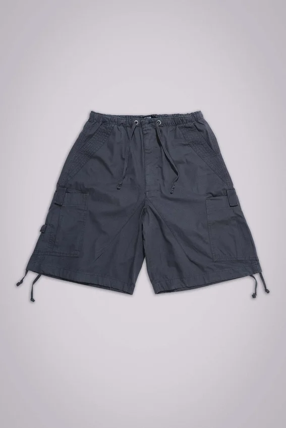 Vintage Grey Parachute Cargo-Shorts