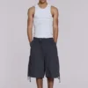 Vintage Grey Parachute Cargo-Shorts