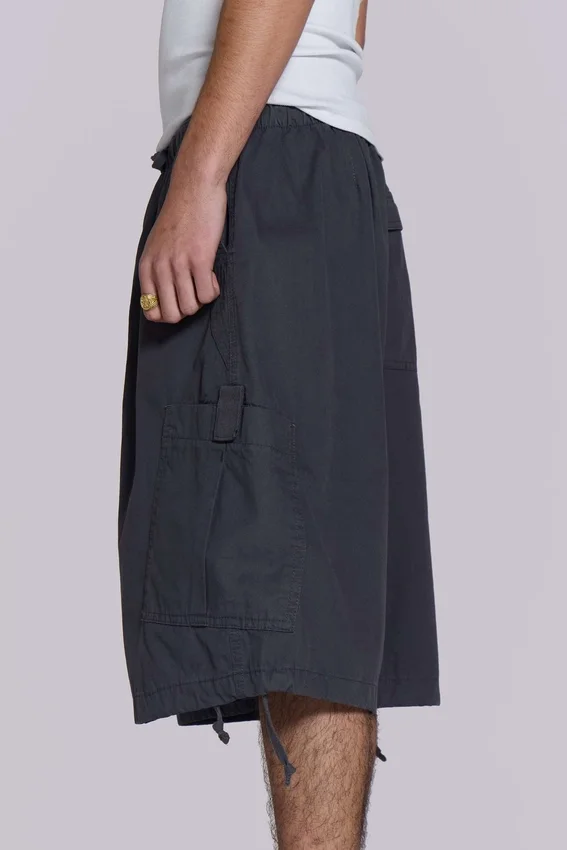Vintage Grey Parachute Cargo-Shorts
