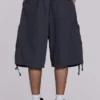 Vintage Grey Parachute Cargo-Shorts