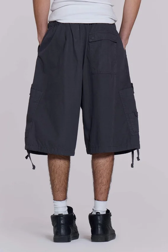 Vintage Grey Parachute Cargo-Shorts