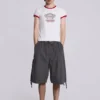 Vintage Grey Parachute Cargo-Shorts