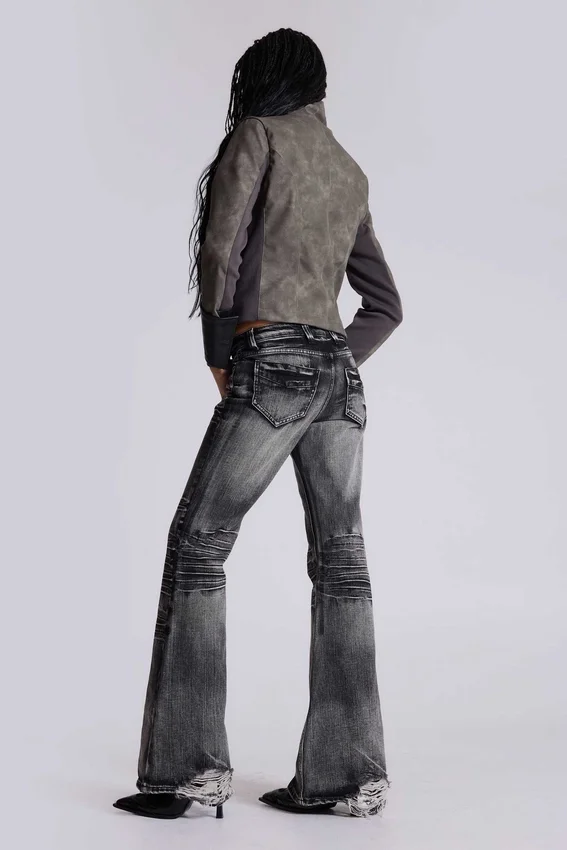 Washed Black Drift Bootcut-Jeans