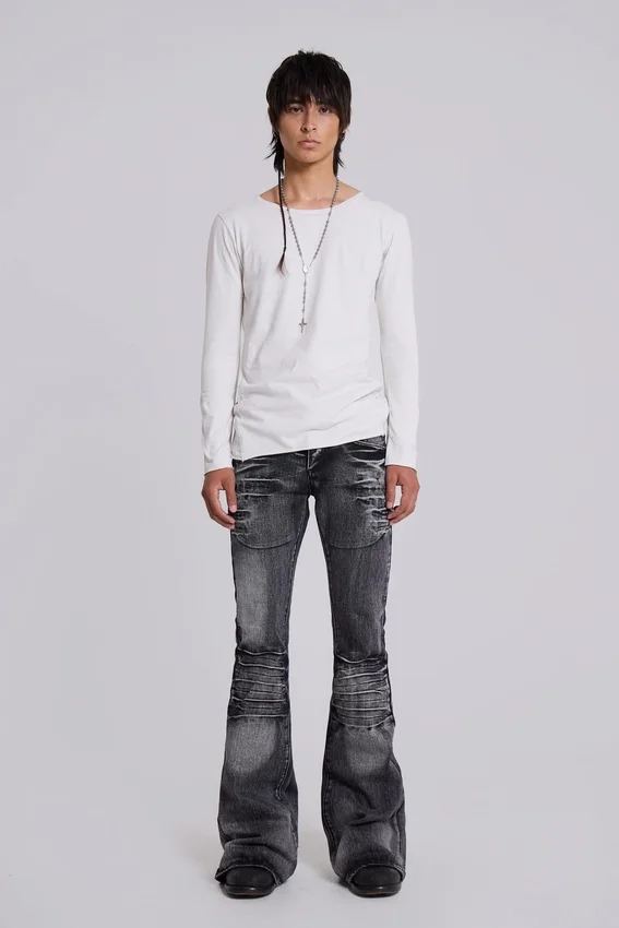 Washed Black Drift Bootcut-Jeans