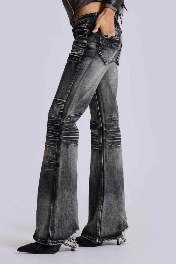 Washed Black Drift Bootcut-Jeans