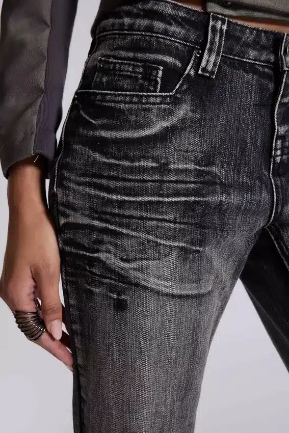 Washed Black Drift Bootcut-Jeans