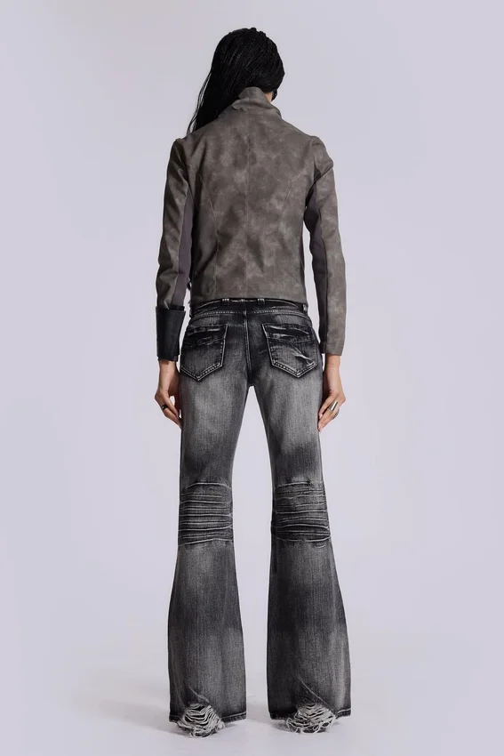 Washed Black Drift Bootcut-Jeans