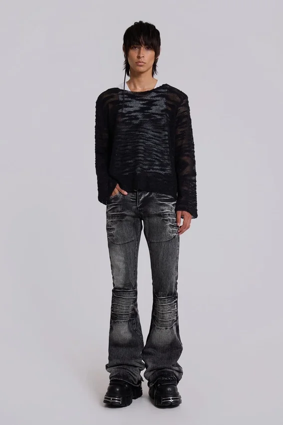 Washed Black Drift Bootcut-Jeans