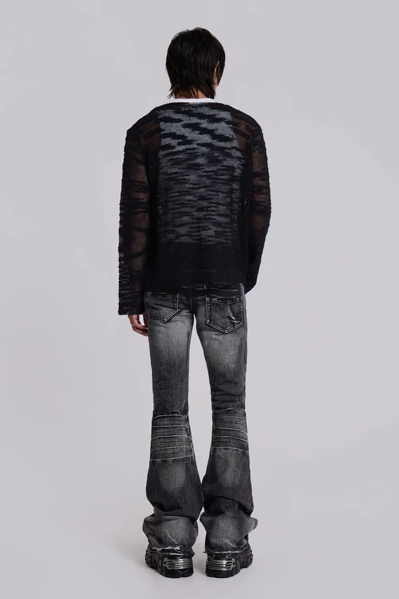 Washed Black Drift Bootcut-Jeans