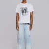 Weißes, bedrucktes, kurzes T-Shirt