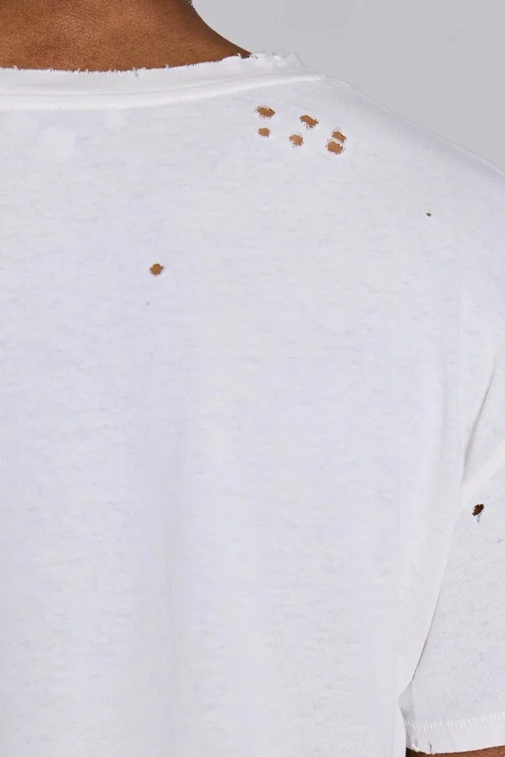 Weißes, bedrucktes, kurzes T-Shirt