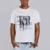 Weißes, bedrucktes, kurzes T-Shirt
