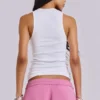 Weißes, geripptes Longline-Unterhemd
