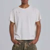Weißes, verkürztes T-Shirt mit Mottenprint