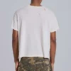 Weißes, verkürztes T-Shirt mit Mottenprint