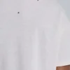 Weißes, verkürztes T-Shirt mit Mottenprint
