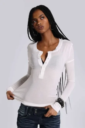 White Haze Henley-Oberteil
