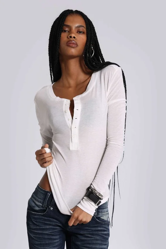 White Haze Henley-Oberteil