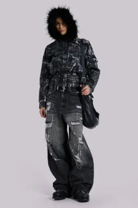 XL Colossus Jeans mit Ketten und Distressed-Effekt
